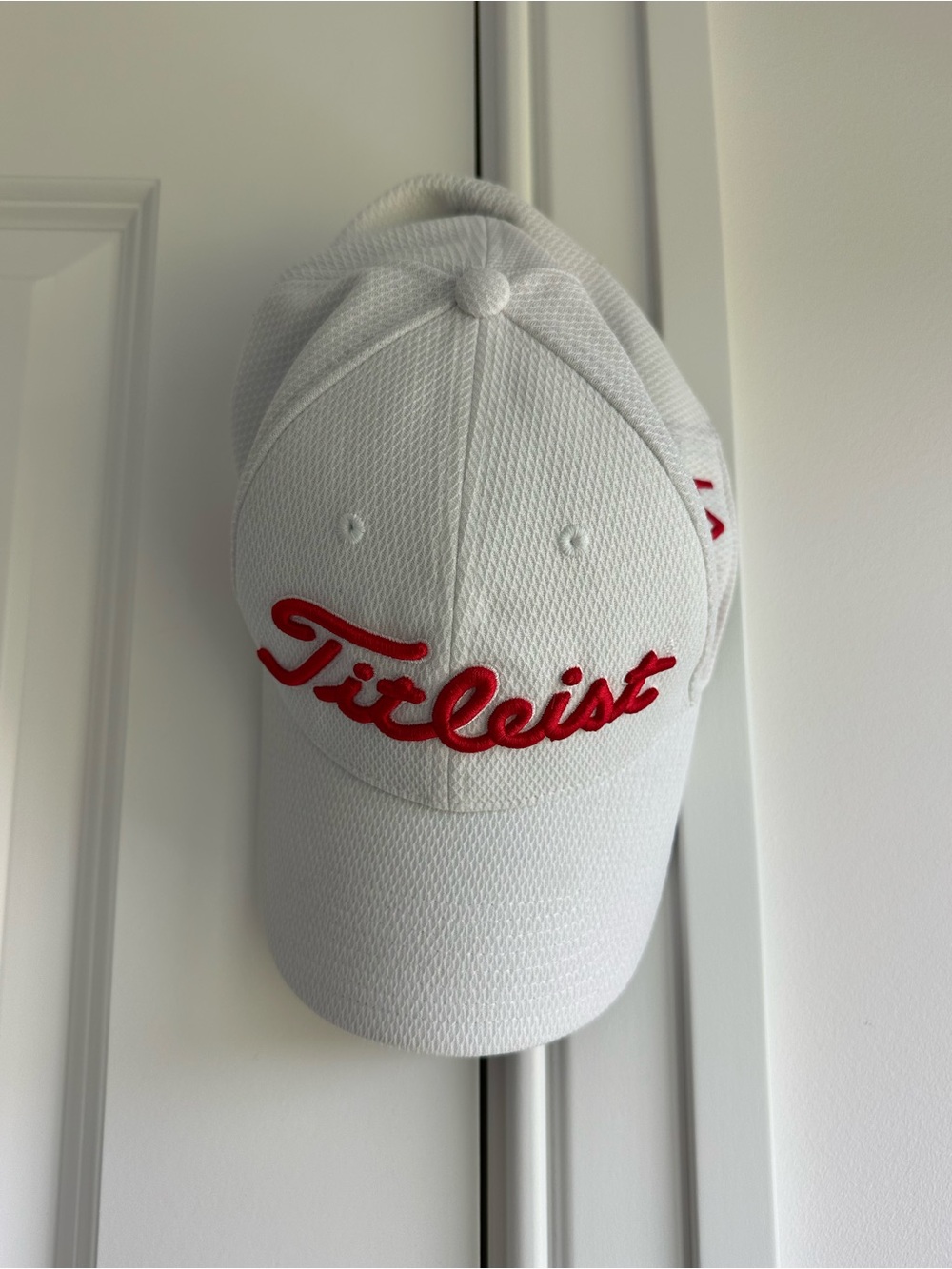 Titleist White Cap with Red Script Logo